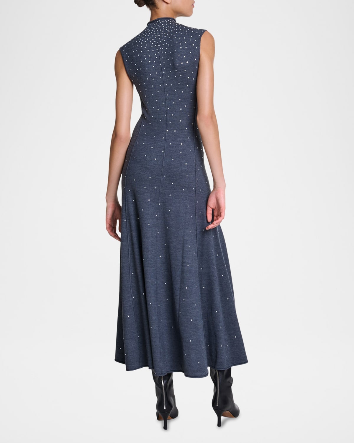 Ristrassy Embellished Knit Midi Dress - 3