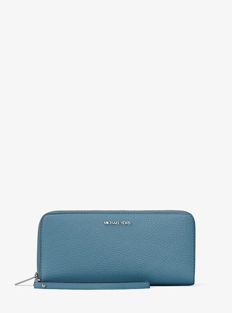 Large Pebbled Leather Continental Wallet - 1