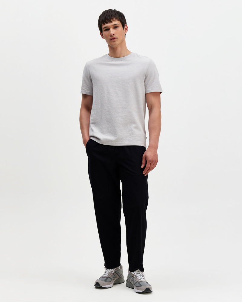 Tyne - Navy Cotton Poplin Loose Fit Trousers 3