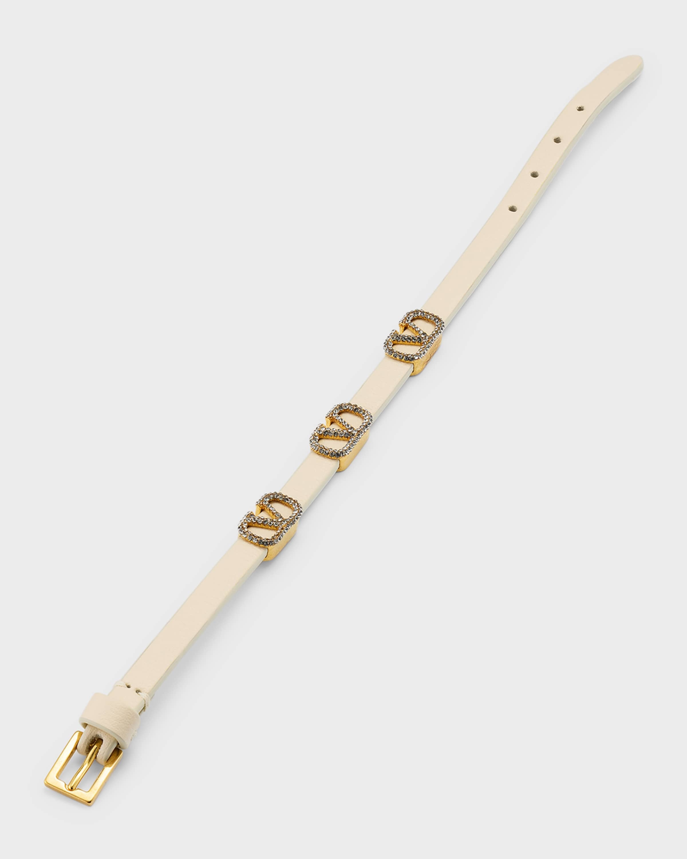 Strass V-Logo Signature Leather Bracelet - 4