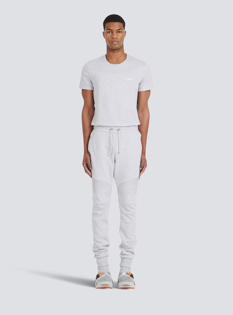 Eco-designed cotton sweatpants with flocked Balmain Paris logo 3