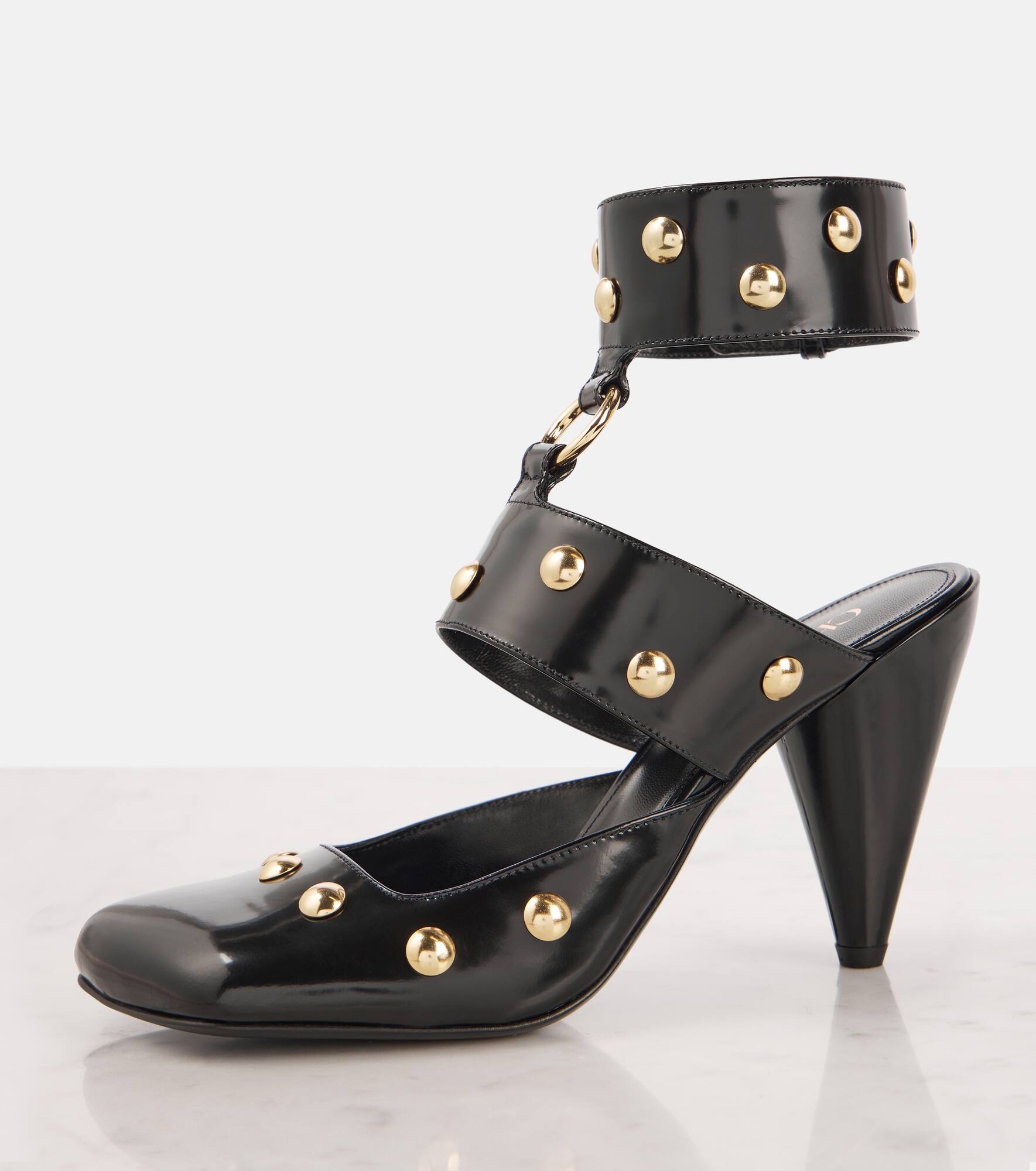 Jade studded leather pumps - 5