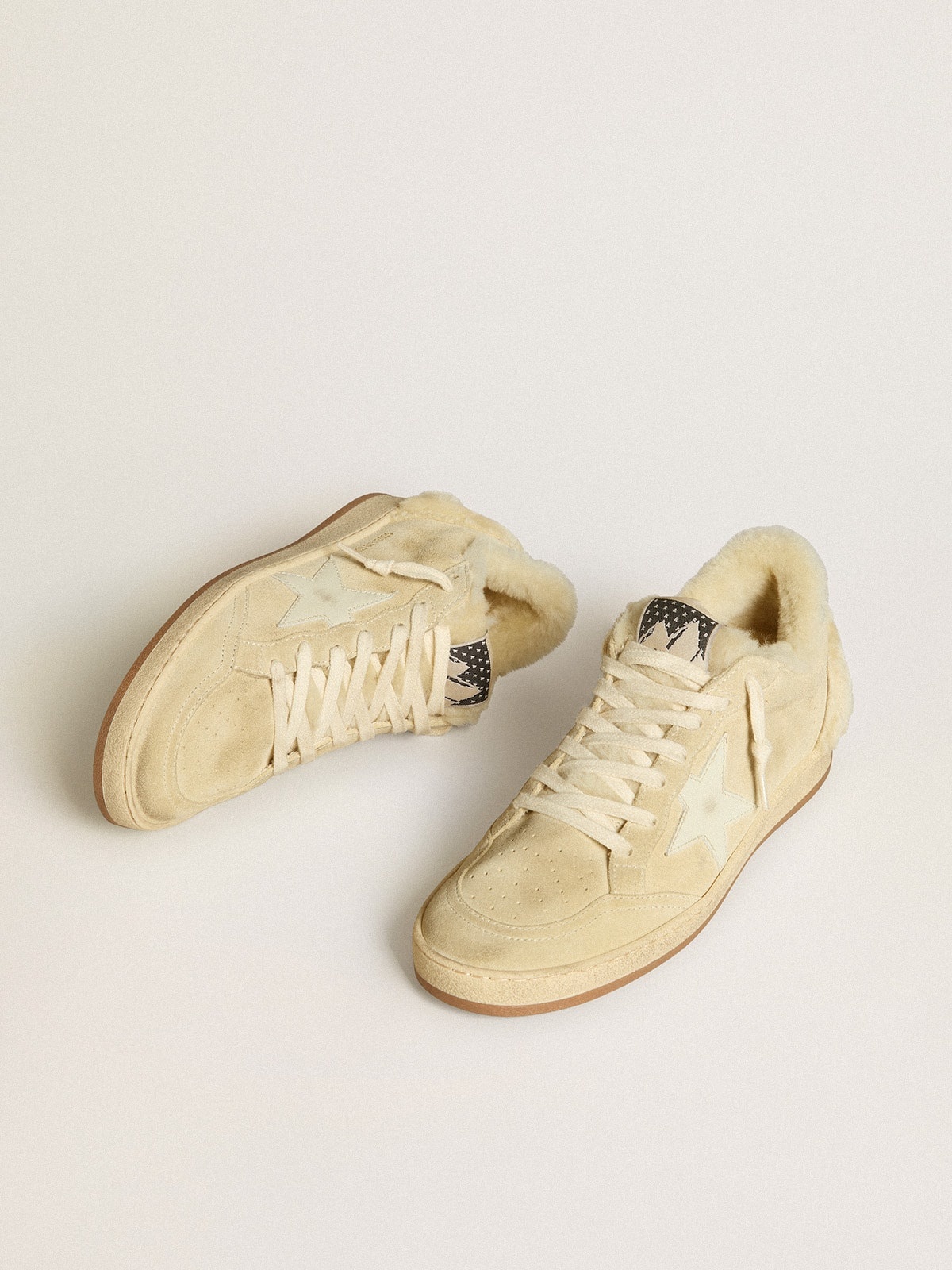 Women's Ball Star LTD in suede and shearling with white patent leather star - 2