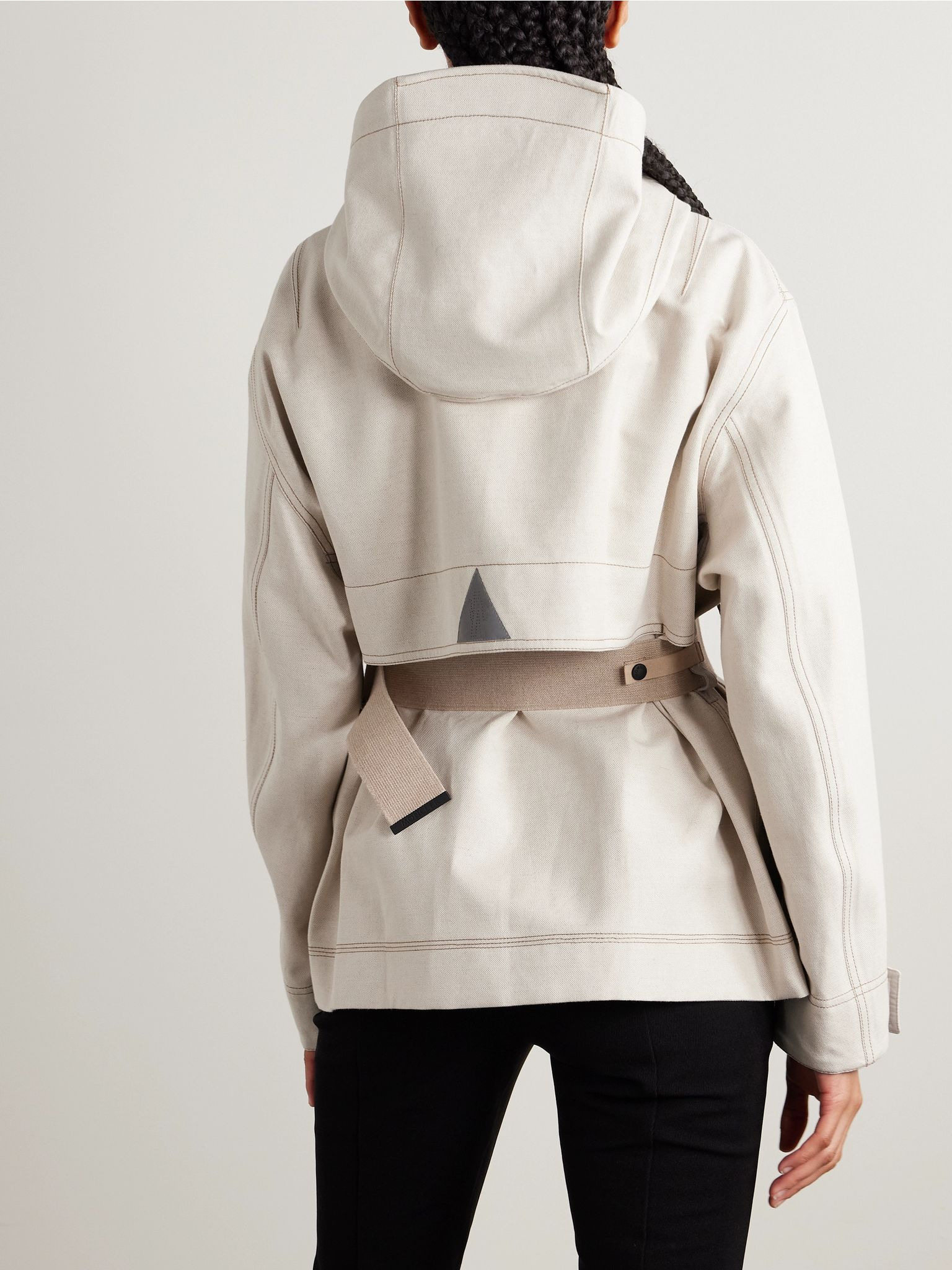 Tarkine hooded belted canvas jacket Beige - 3