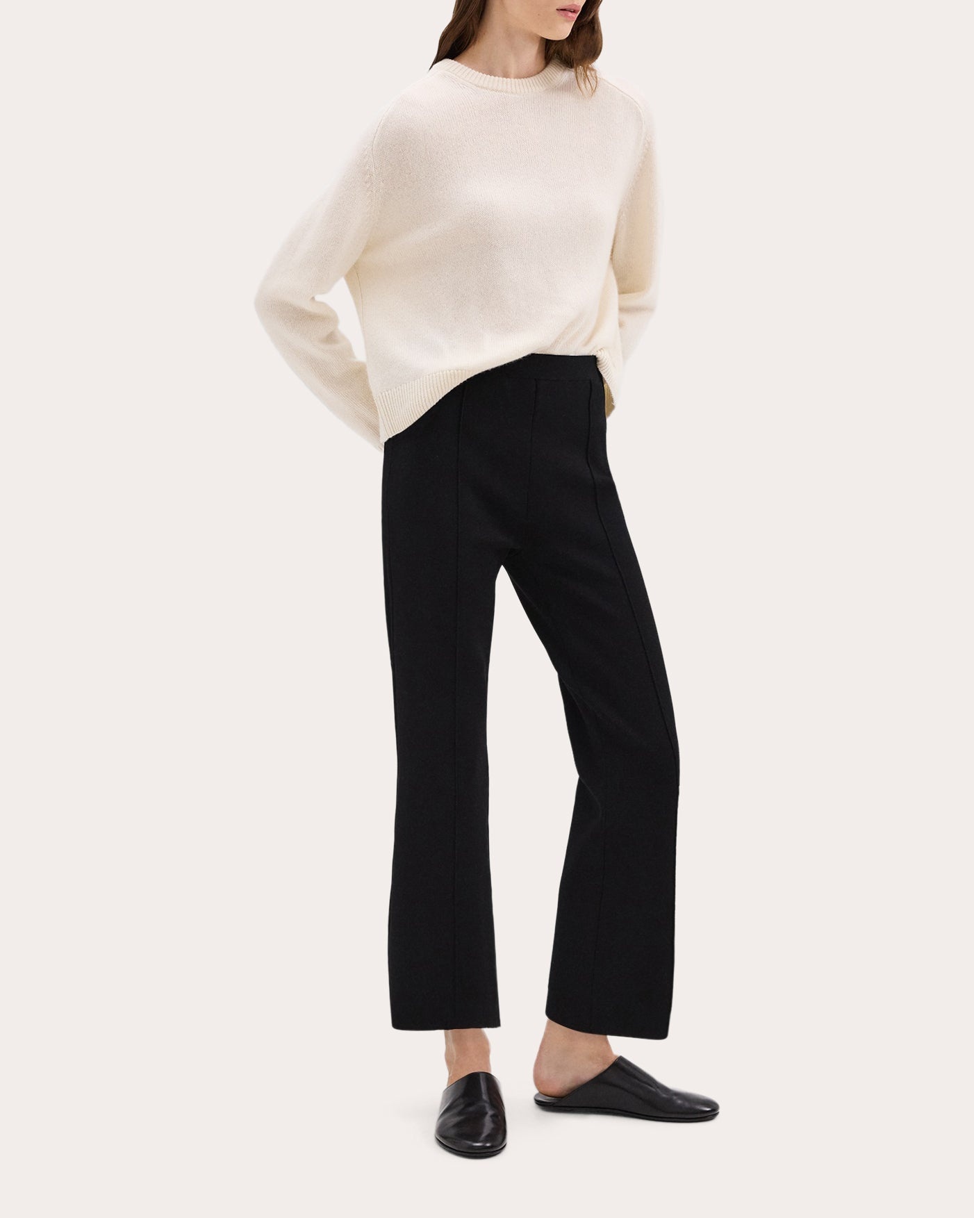 Compact Crepe Knit Cropped Flare Pants - 4