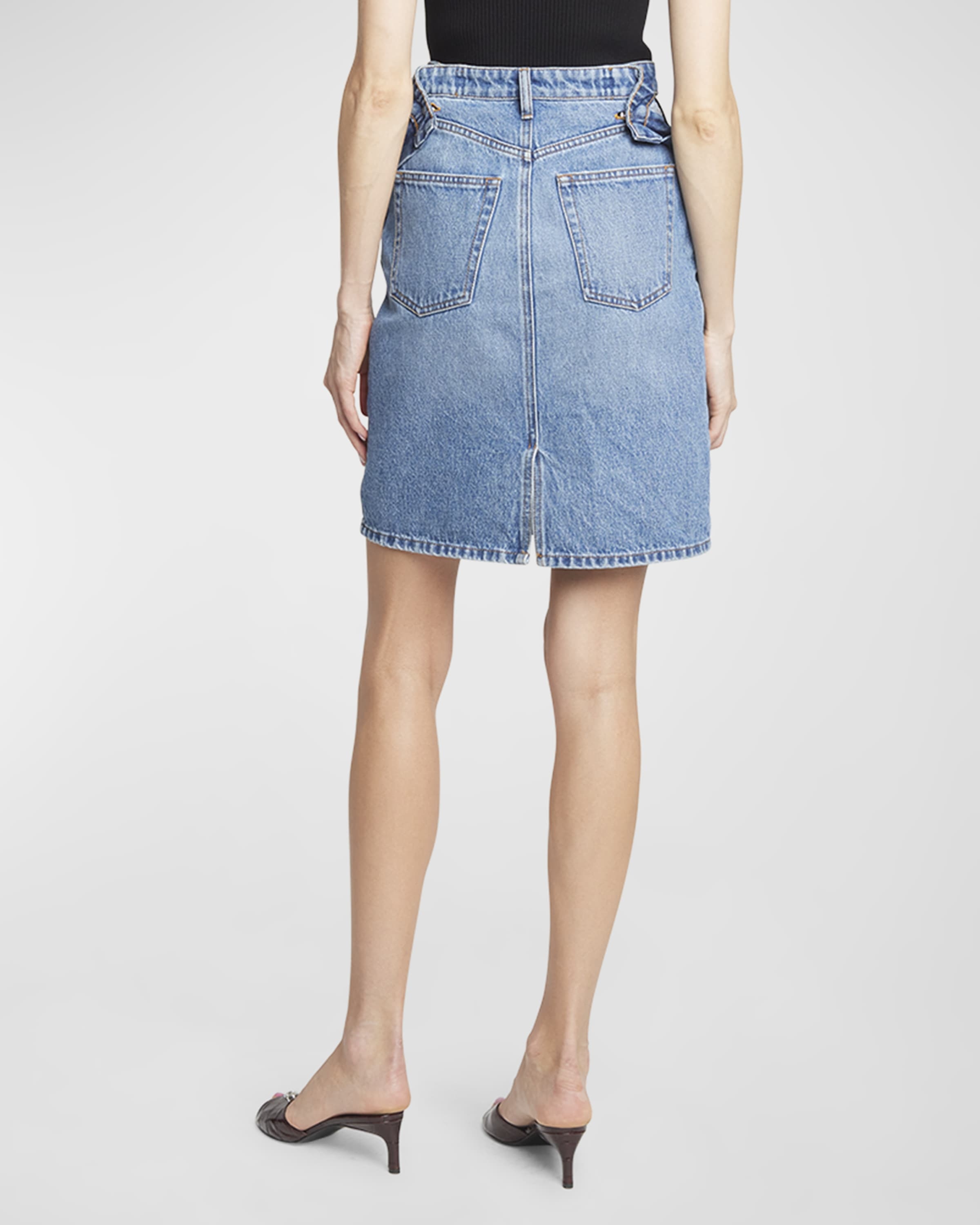 Hip Cutout Denim Mini Skirt - 4