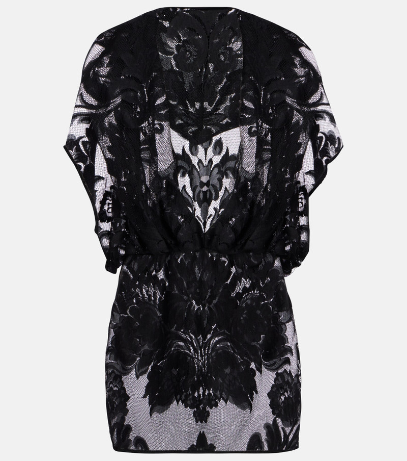 Hooded floral mesh minidress 1