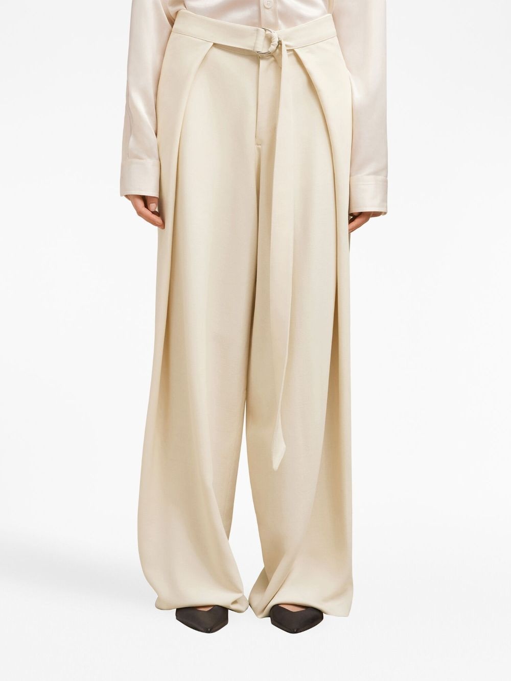 layered wide-leg belted trousers - 5