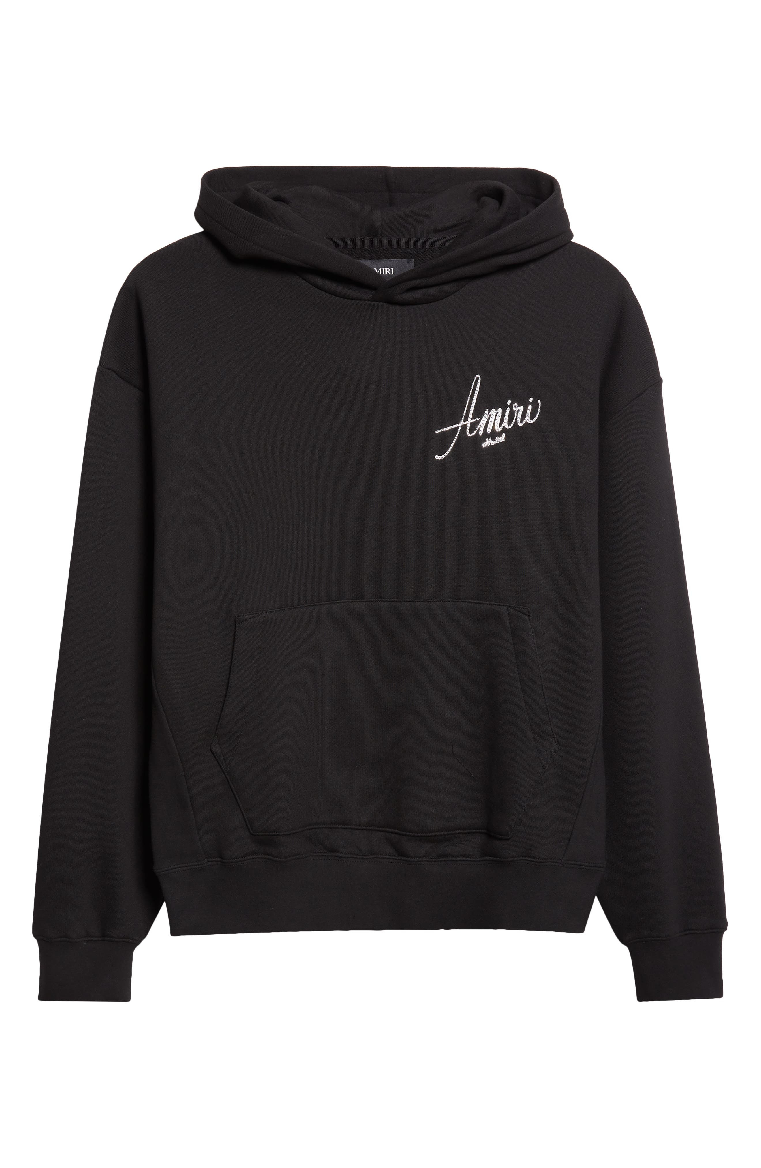 AMIRI Crystal Embellished Hotel Graphic Hoodie in Black at Nordstrom - 1
