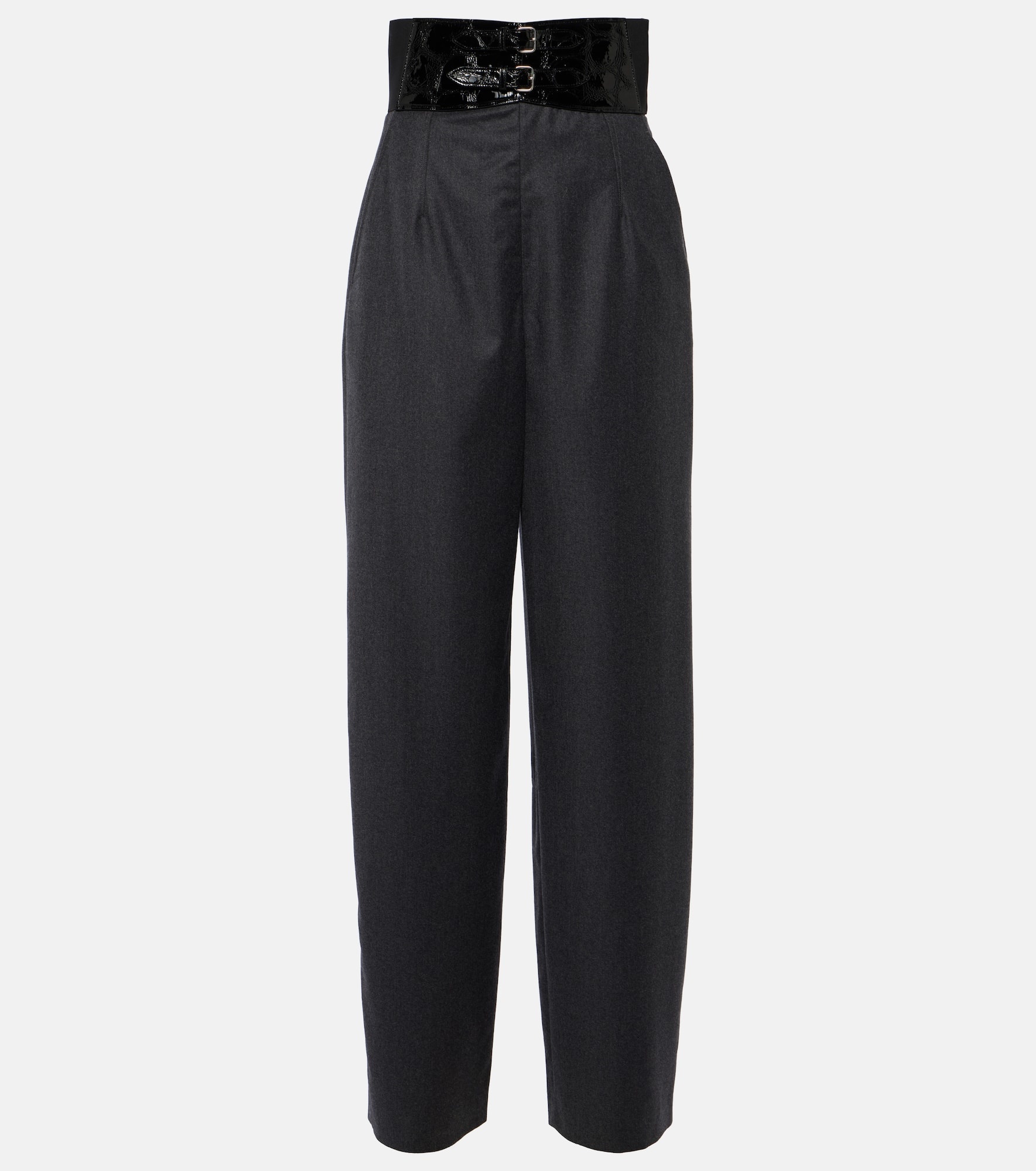 High-rise virgin wool straight pants - 1