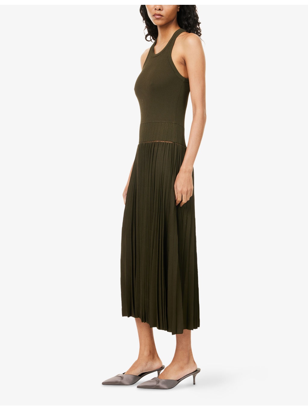 Regular-Fit Pleated Woven Midi Dress - 3