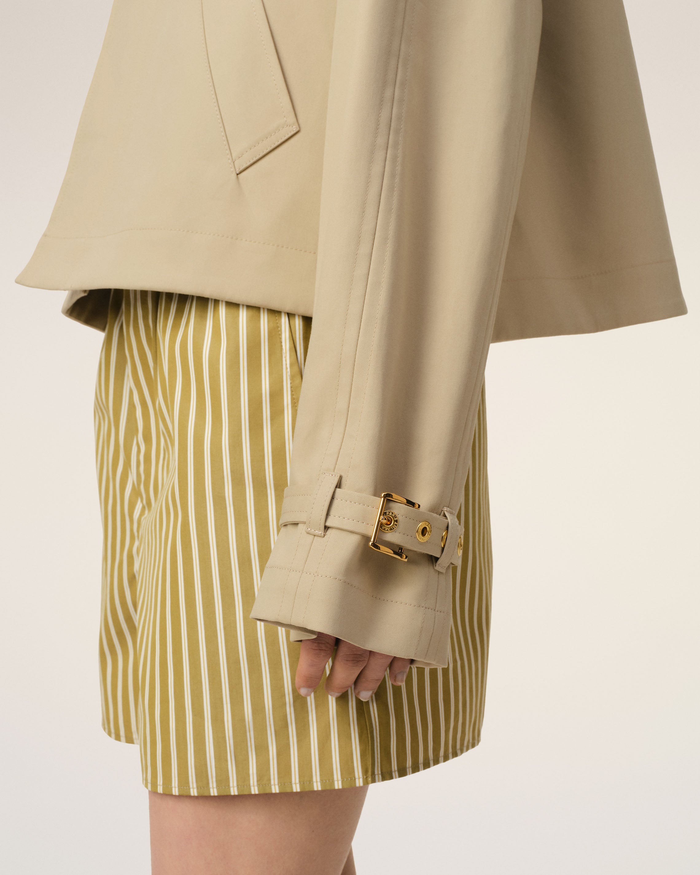 BEIGE COTTON BUTTONED JACKET - 3