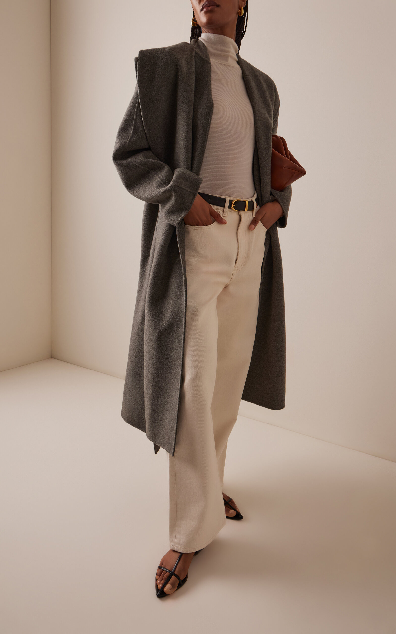 Signature double-faced scarf coat grey - 3