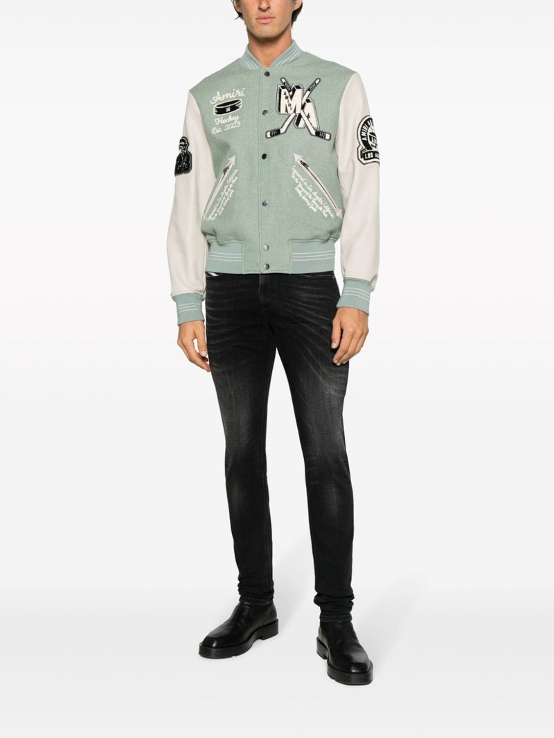 AMIRI logo-appliqué varsity jacket outlook