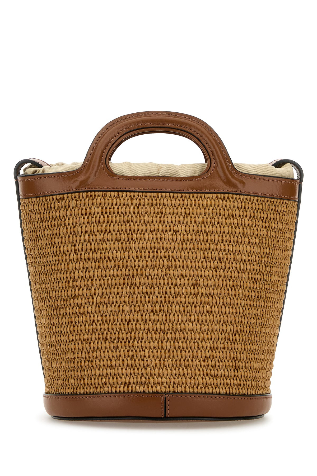 Brown raffia and leather Tropicalia bucket bag - 3