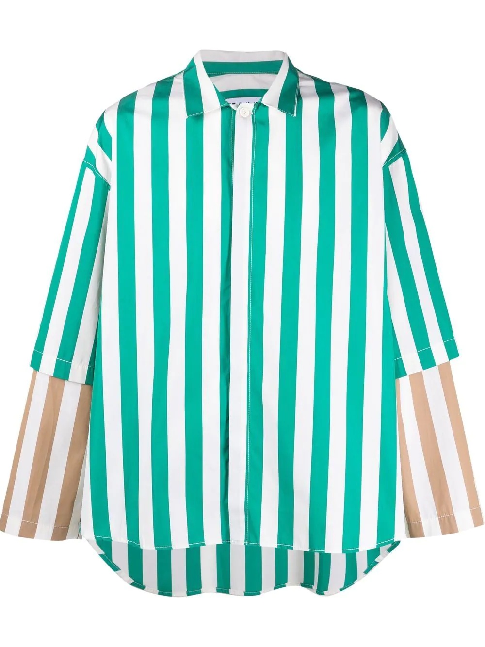 layered striped cotton shirt - 1