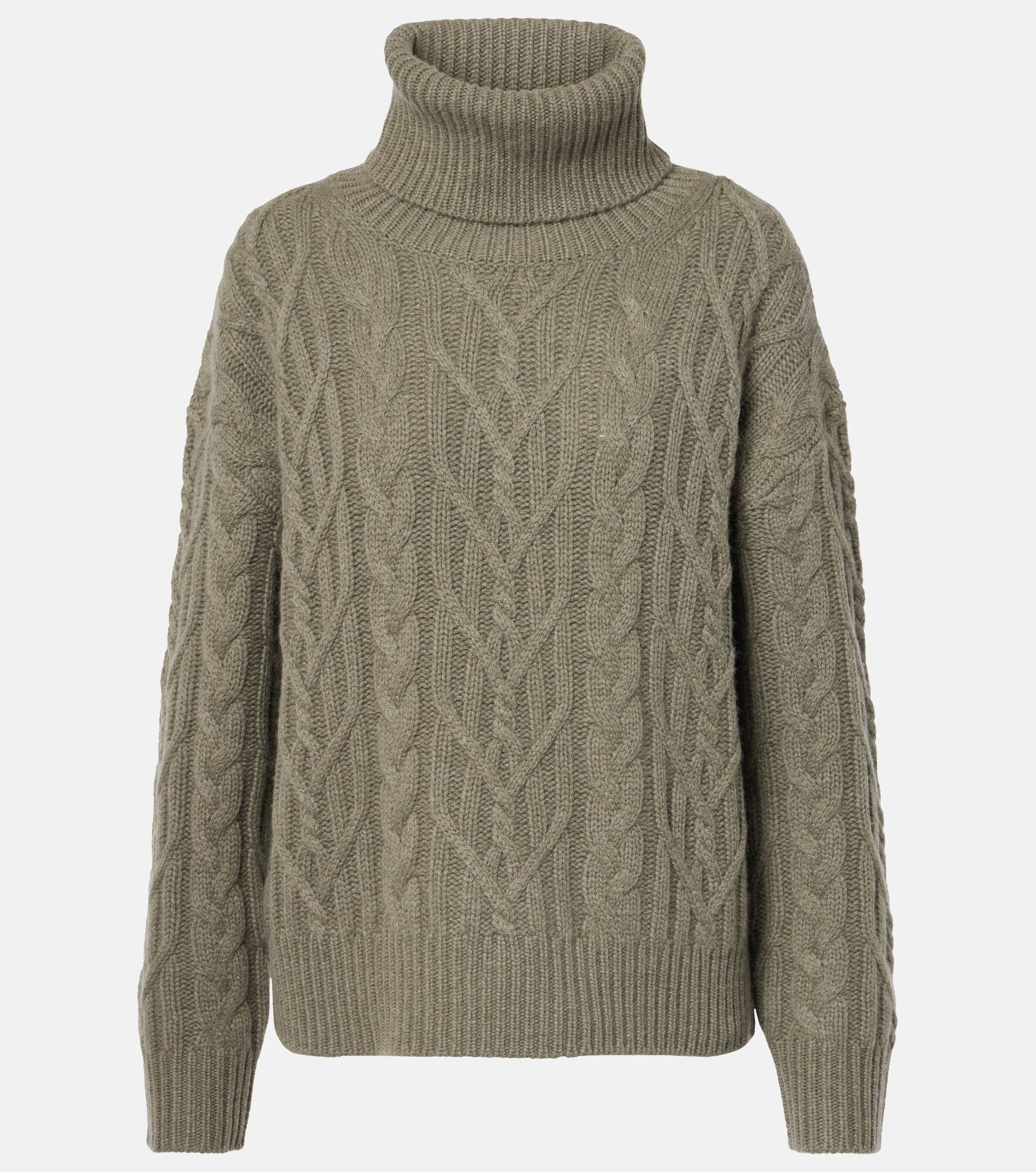 Gigi cable-knit cashmere turtleneck sweater - 1
