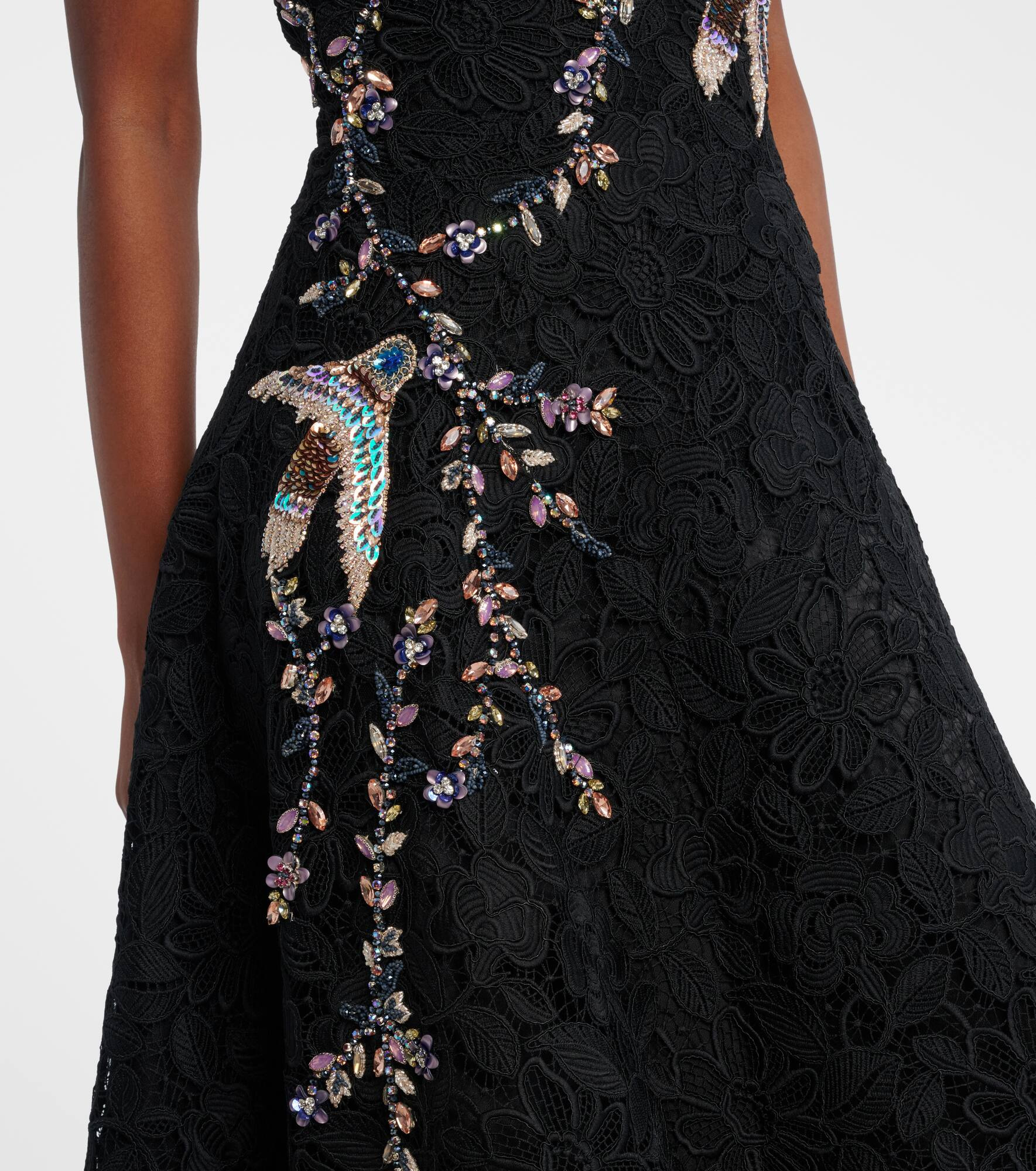 Embroidered lace midi dress - 5