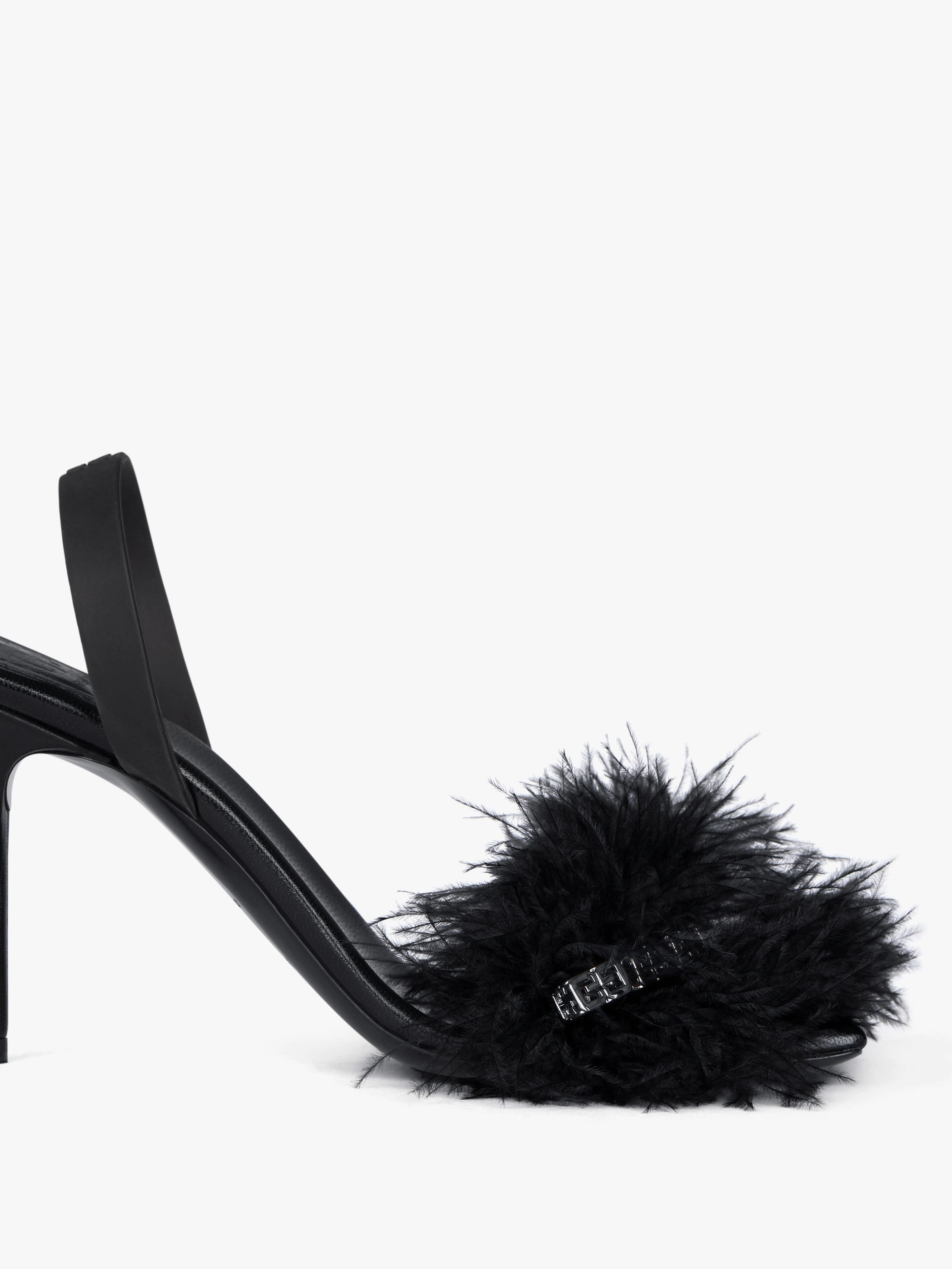 G WOVEN SANDALS IN FEATHERS AND LEATHER - 5