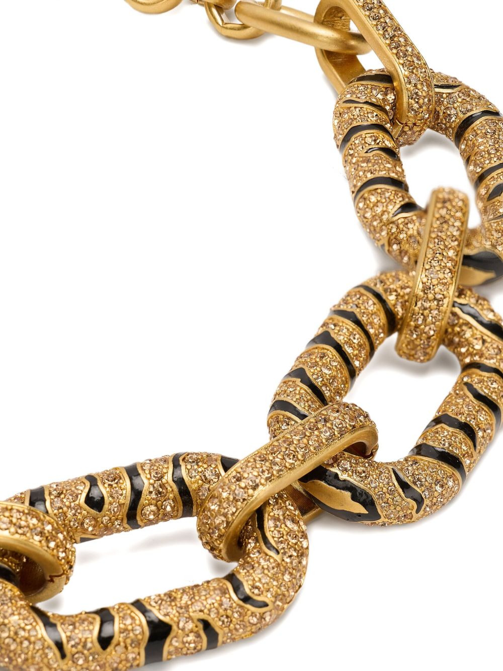crystal-embellished tiger-stripe necklace - 4