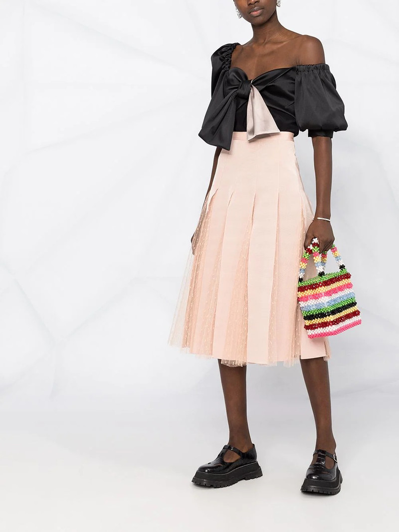 REDValentino pleated lace midi skirt outlook