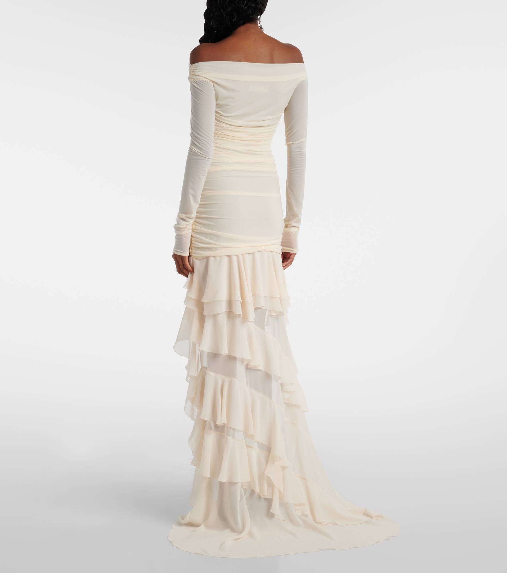 Ruffled jersey and georgette minidress - 3