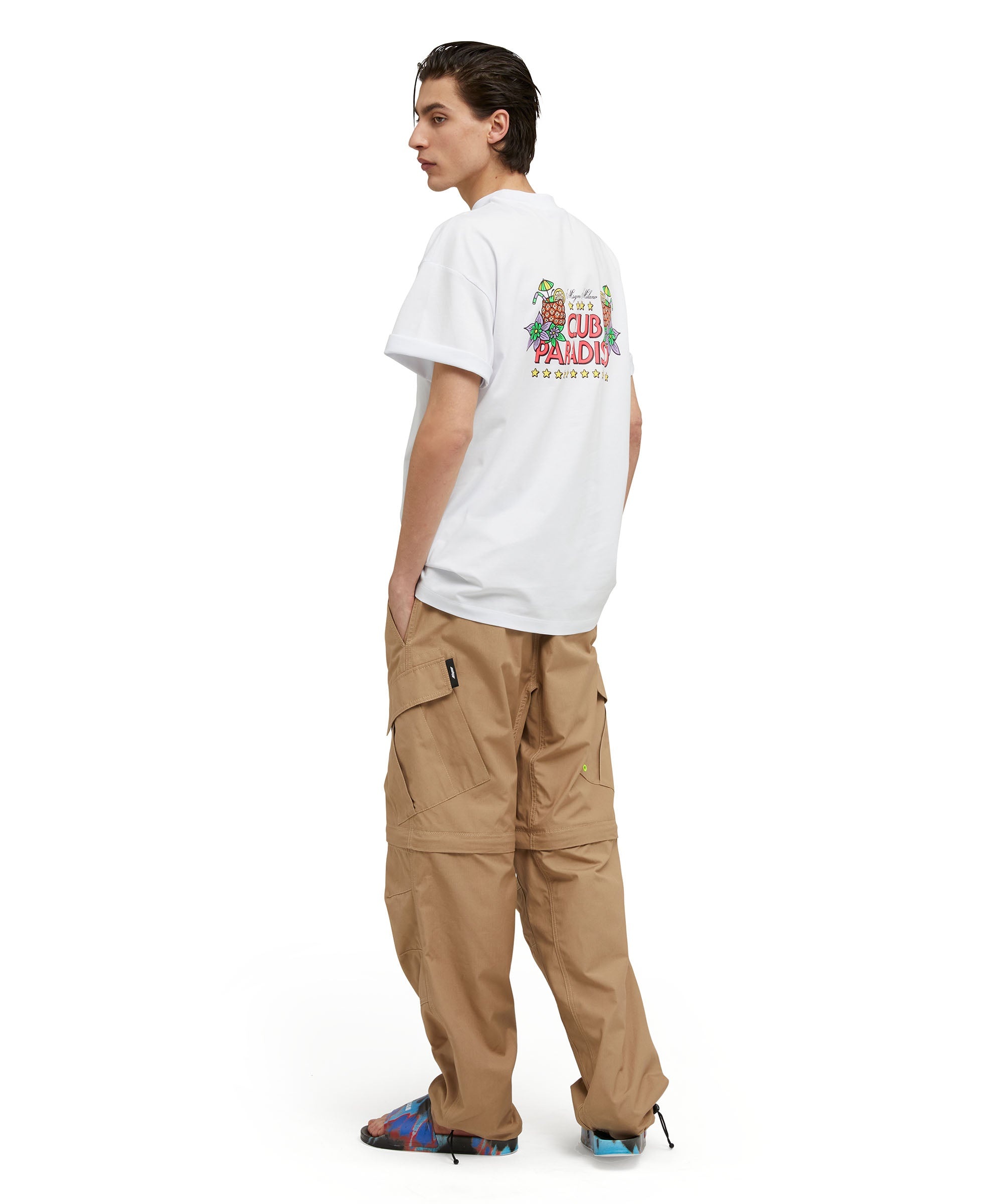 Cotton crewneck t-shirt with "club paradiso" graphic - 5