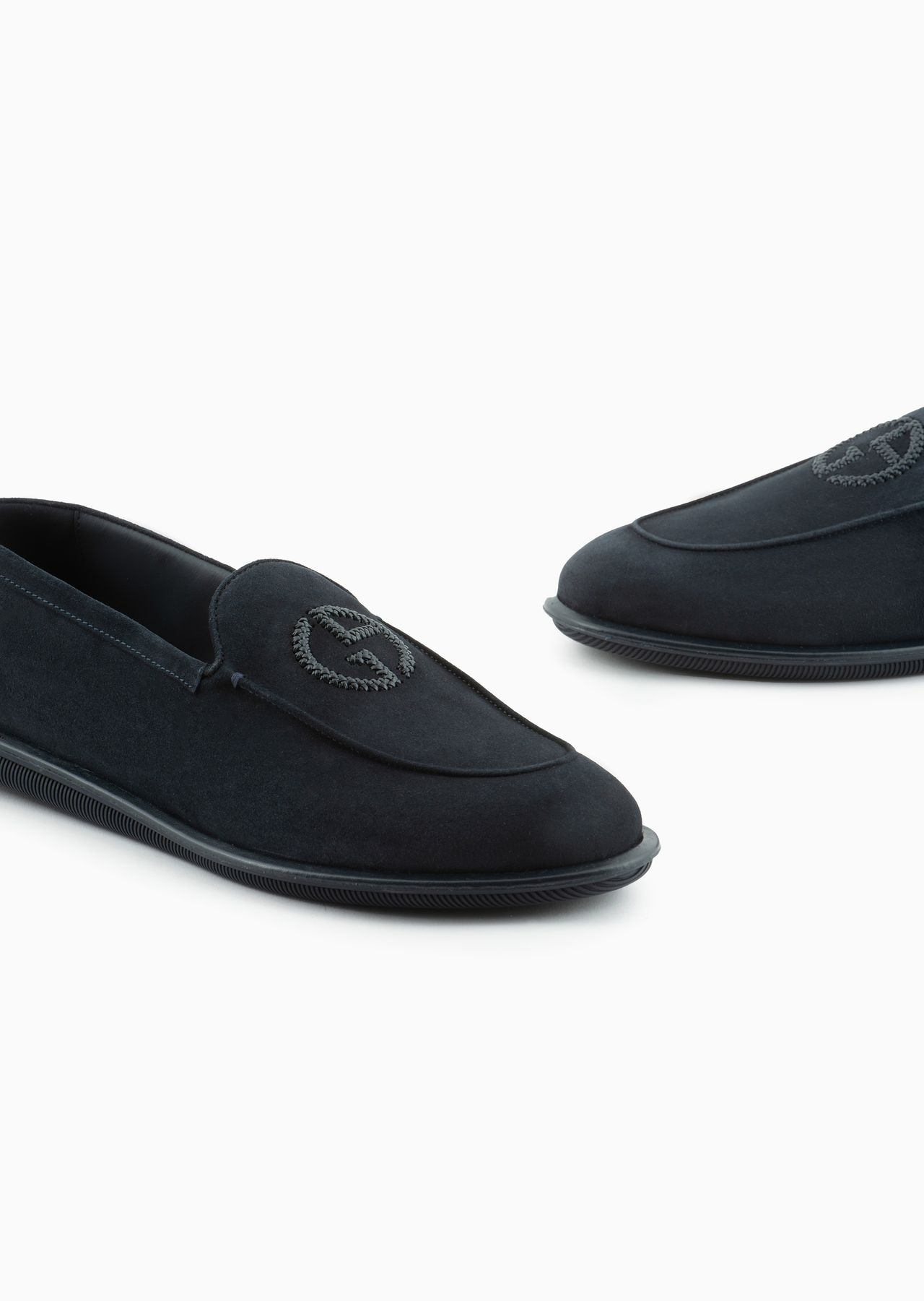 Suede loafers with embroidered logo - 5