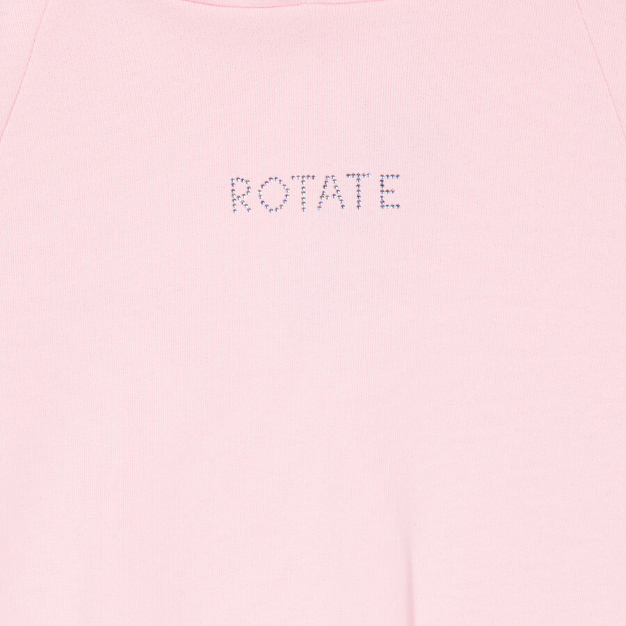 Rotate Ladies Almond Blossom Rhinestone-Studded Logo Cropped Hoodie - 2