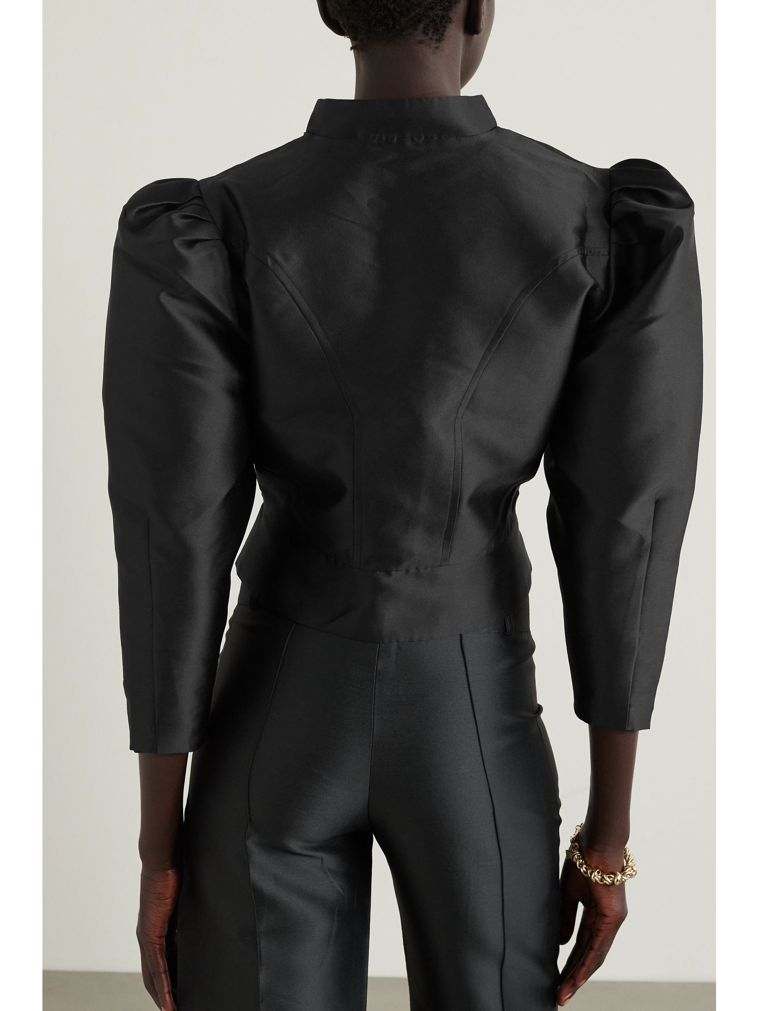 Amoako cropped faille jacket Black - 3