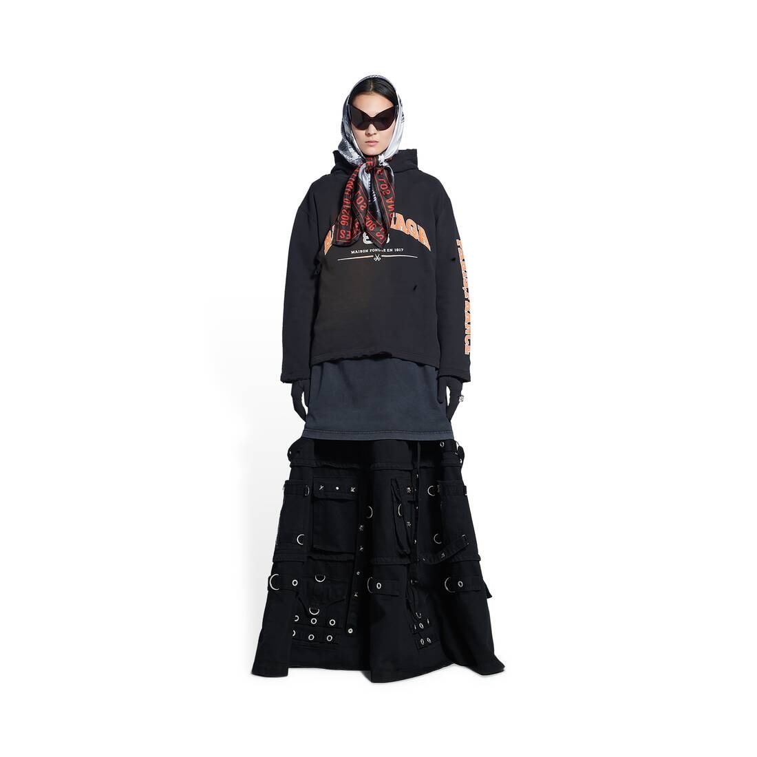 Women's Maison Balenciaga Cropped Hoodie in Black - 2