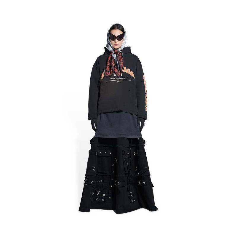 BALENCIAGA Women's Maison Balenciaga Cropped Hoodie in Black outlook