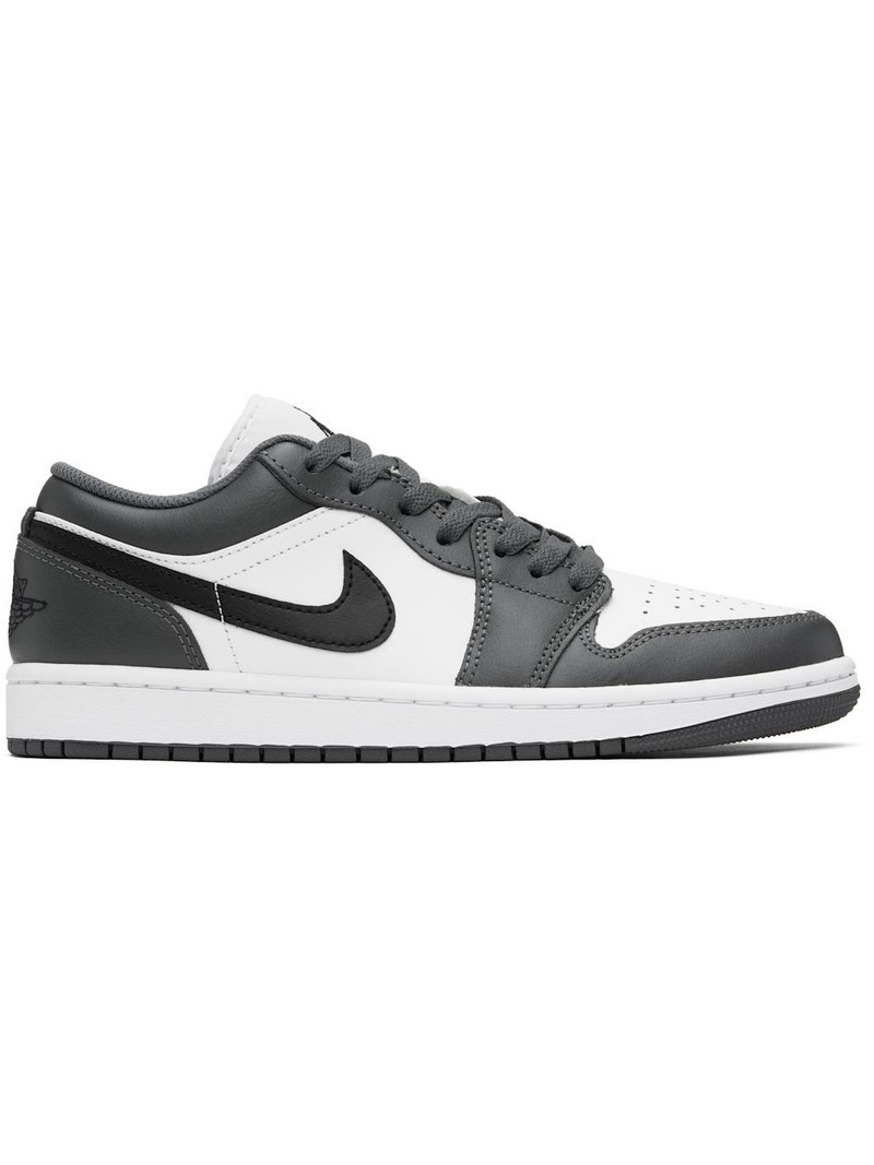Gray & White Air Jordan 1 Low Sneakers - 1