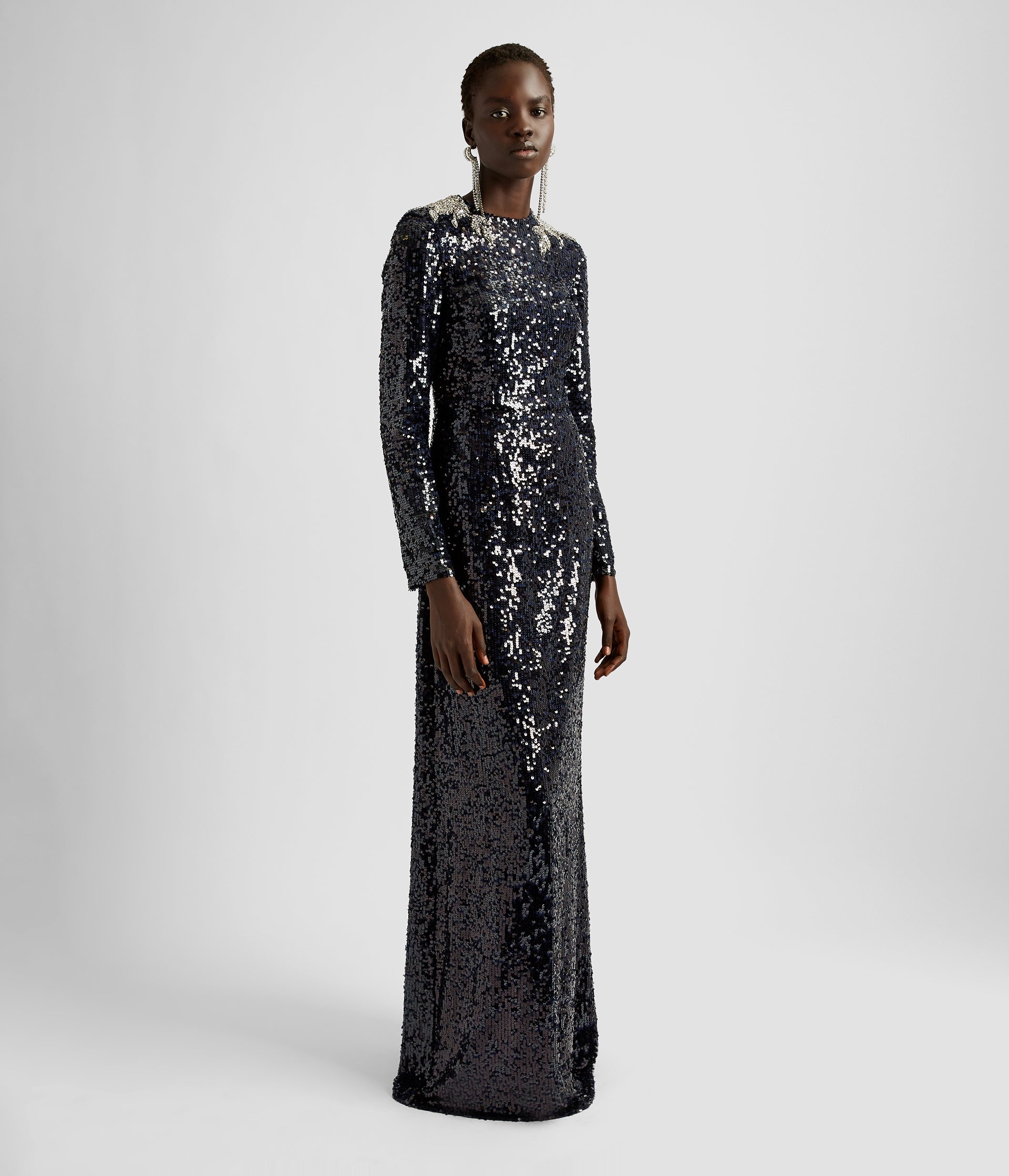 LONG SLEEVE SEQUIN GOWN - 4