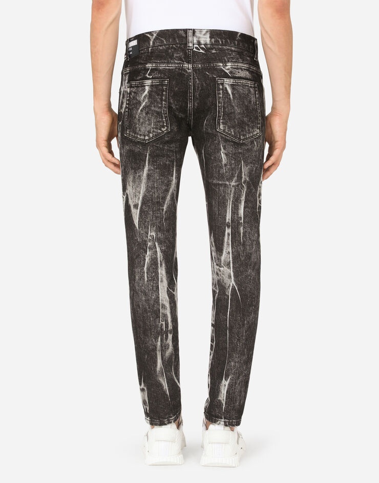 Marbled black skinny stretch jeans - 2