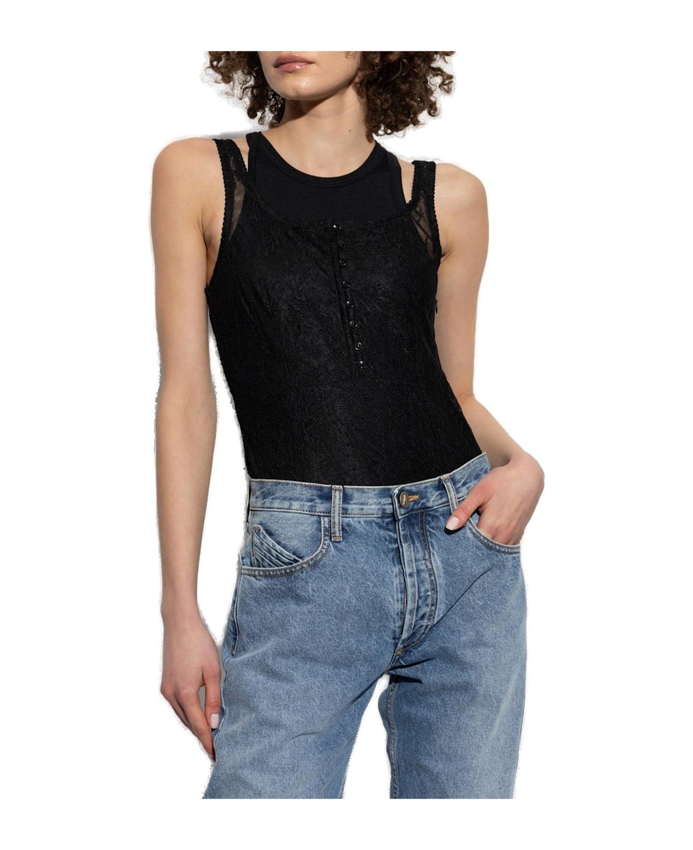 Lace-detailed Crewneck Bodysuit - 2