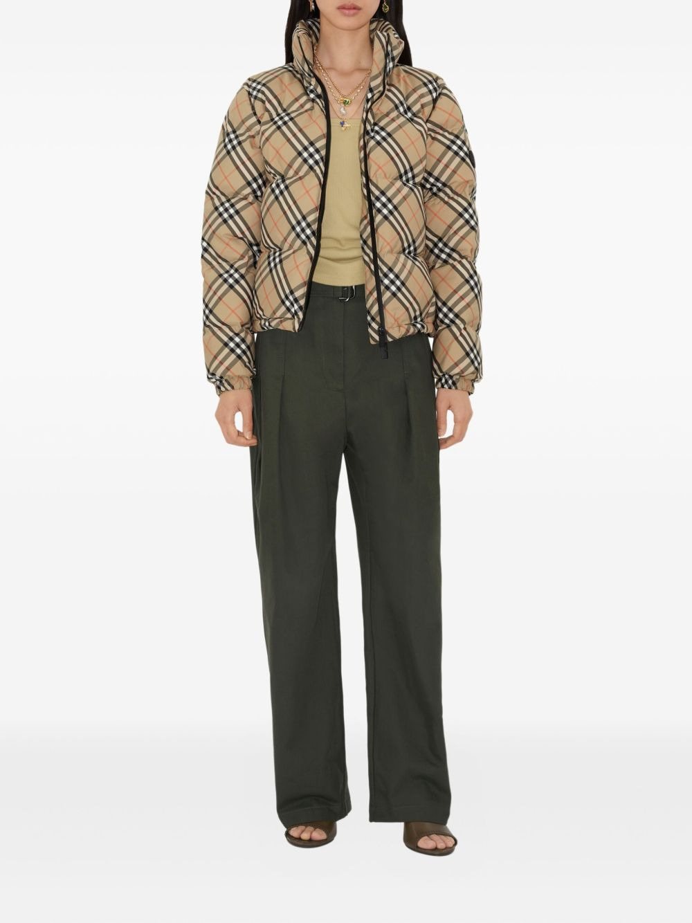 Vintage Check-pattern puffer jacket - 2
