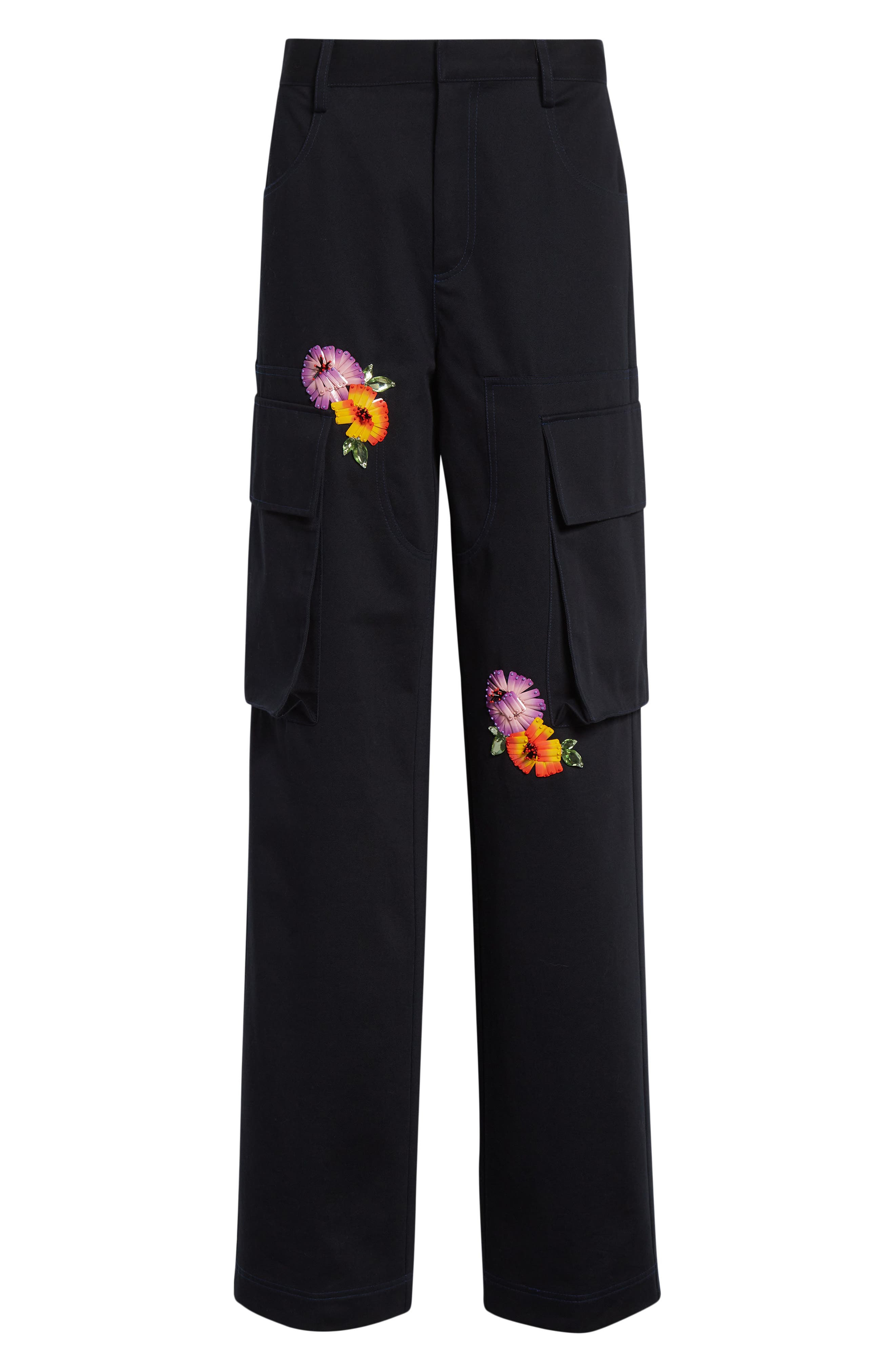 Area Flower Embellished Cargo Pants in Midnight Blue at Nordstrom - 6