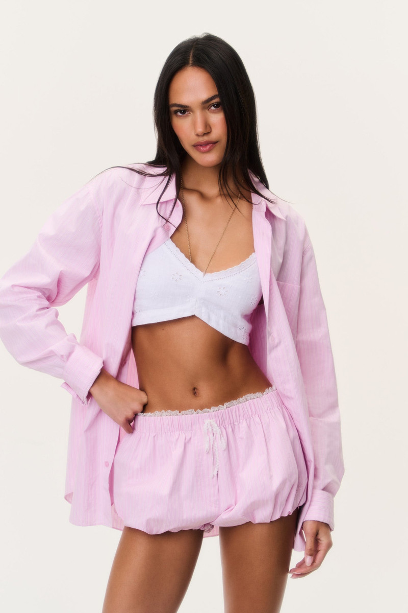 LoveShackFancy Sparrow Pinstripe Bloomer Shorts outlook