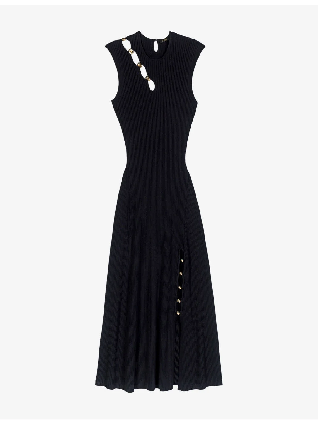 Ribbed Cut-Out Stretch-Knit Maxi Dress - 1