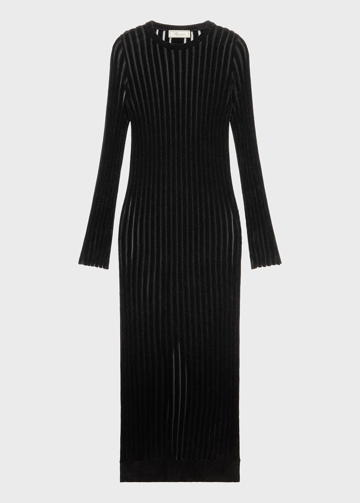 SEE-THROUGH STRIPED KNIT MIDI DRESS - 1
