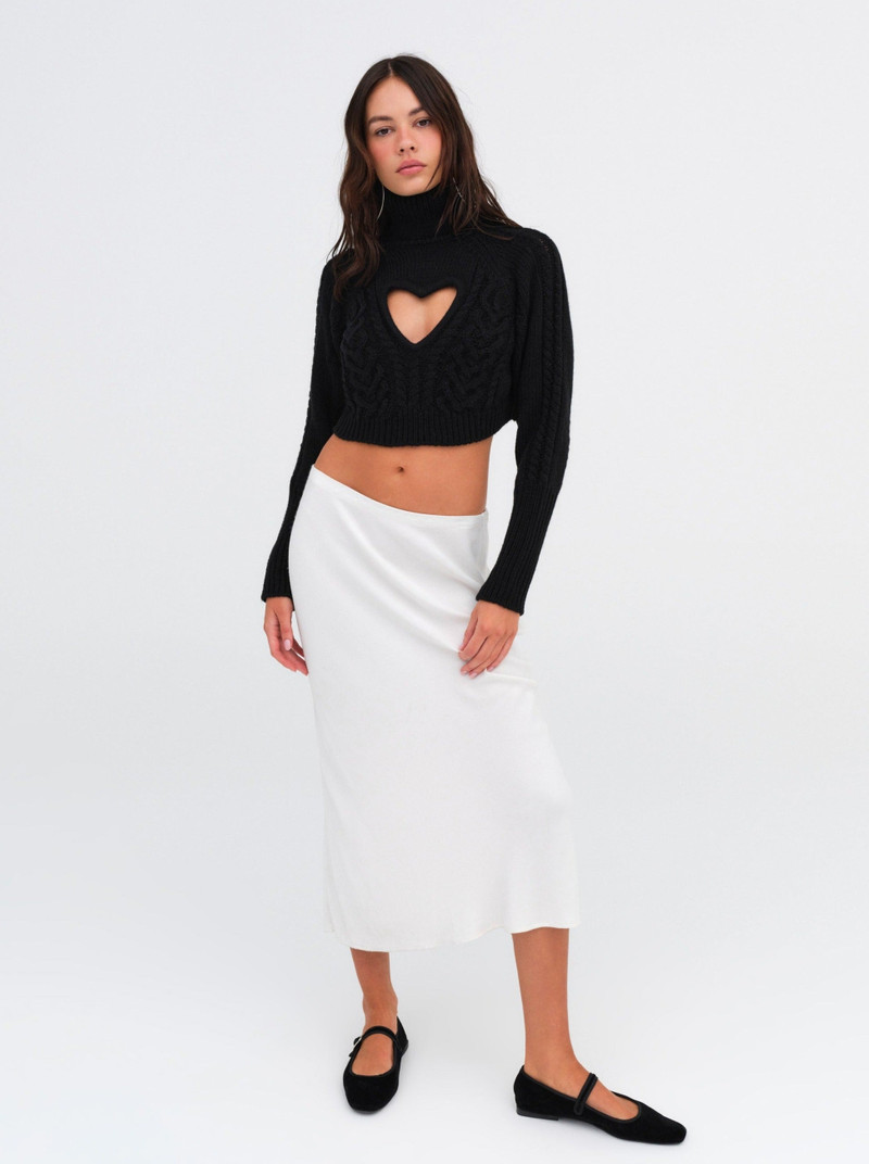 For Love & Lemons Vera Cropped Cut Out Sweater outlook