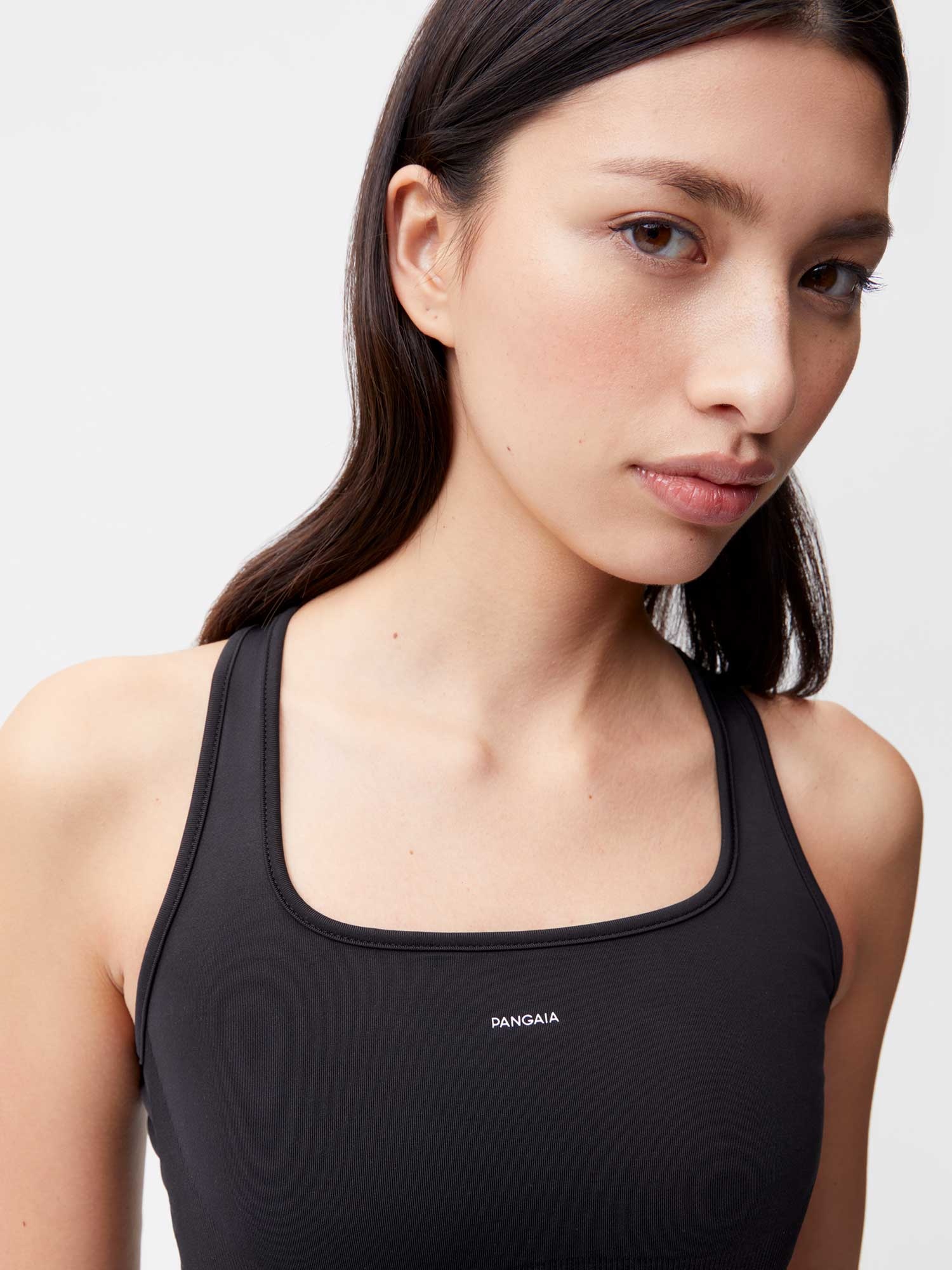 Women's Plant-Stretch Compressive Ribbed Tank Top - Black - 4