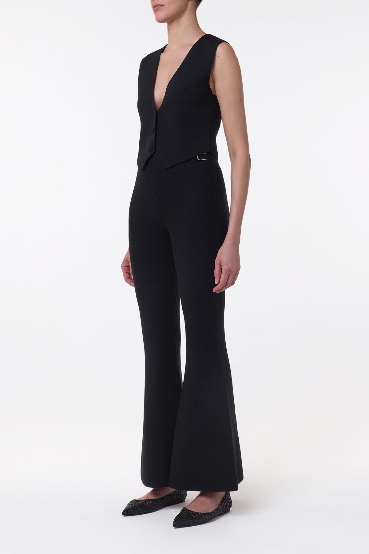 Styx Knit Vest in Black Merino Wool Cashmere - 3