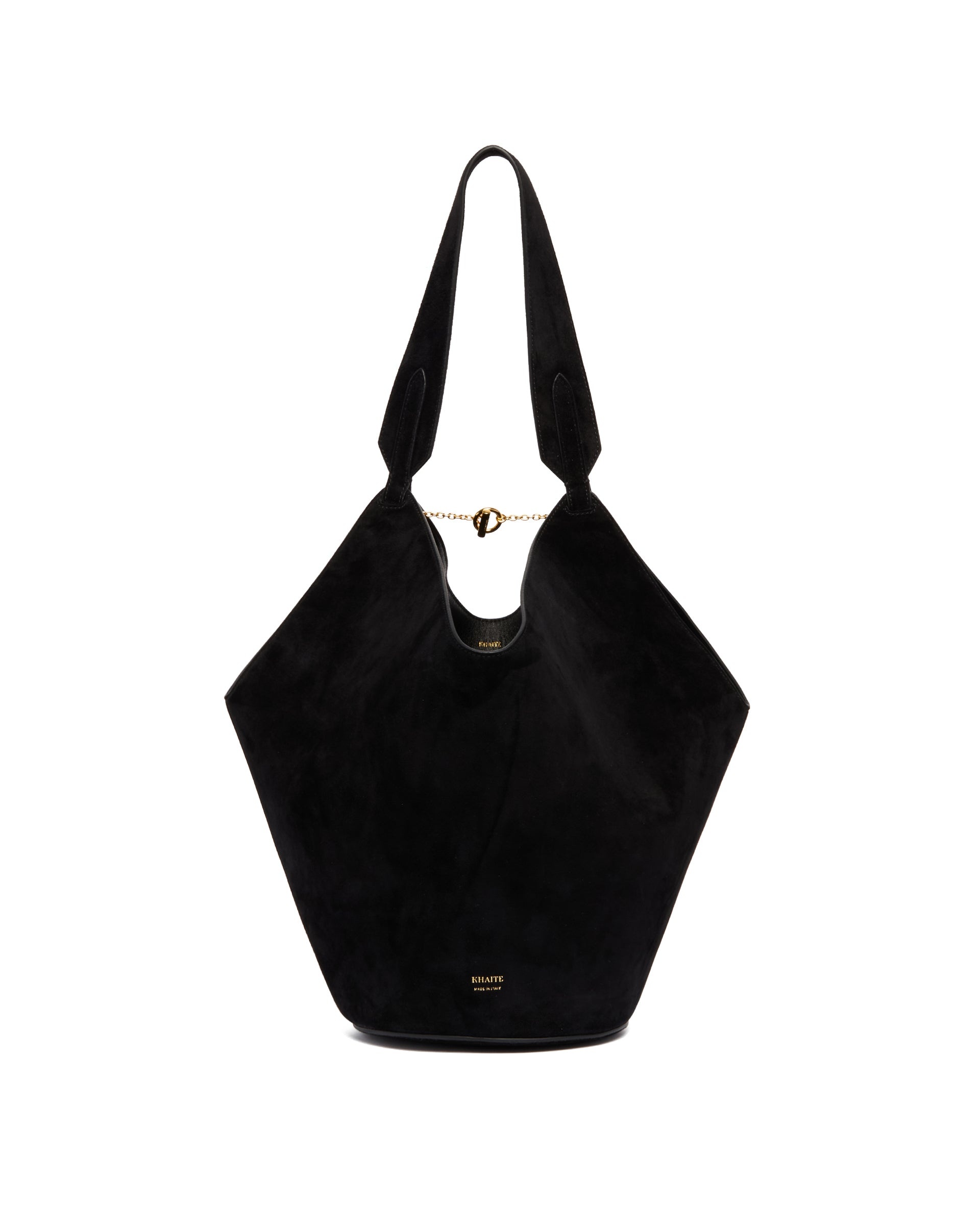 Black Small Lotus Leather Tote - 3