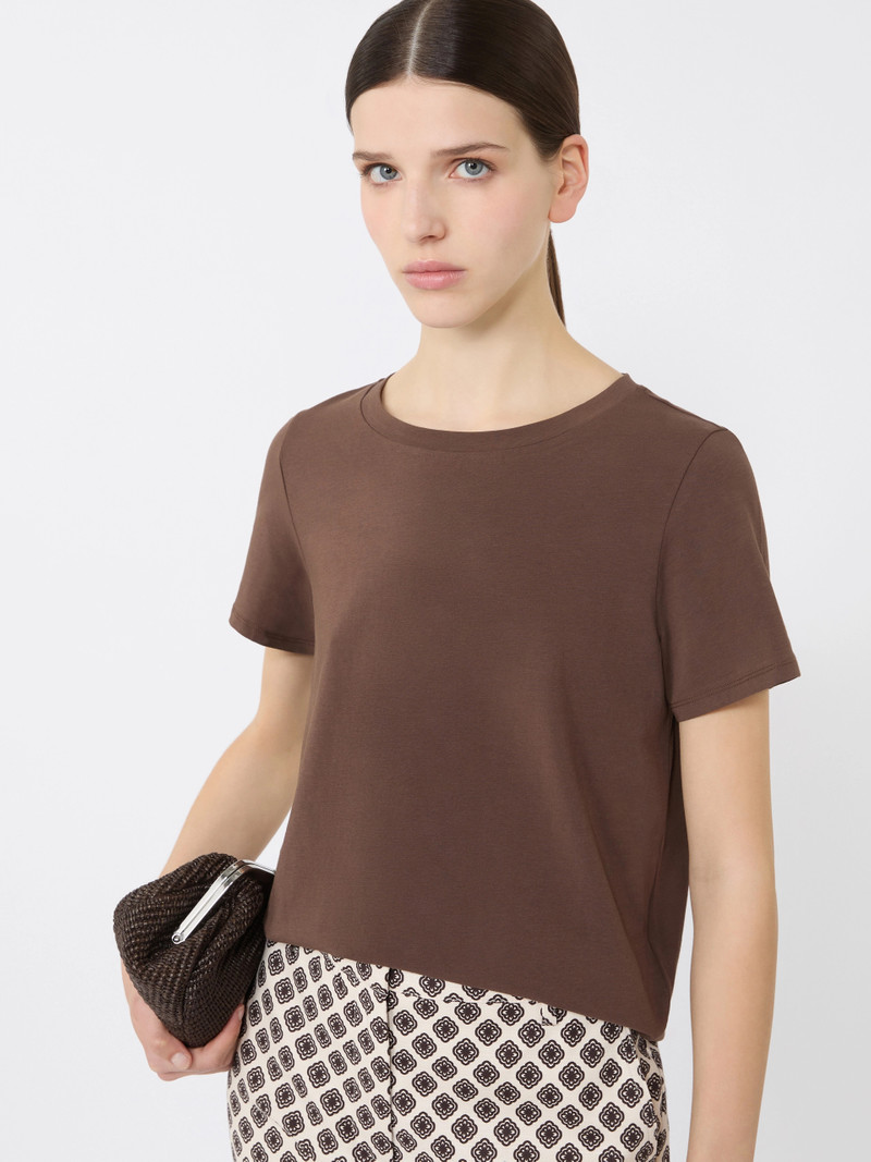 MULTIF Stretch jersey basic T-shirt - CHOCOLATE 5