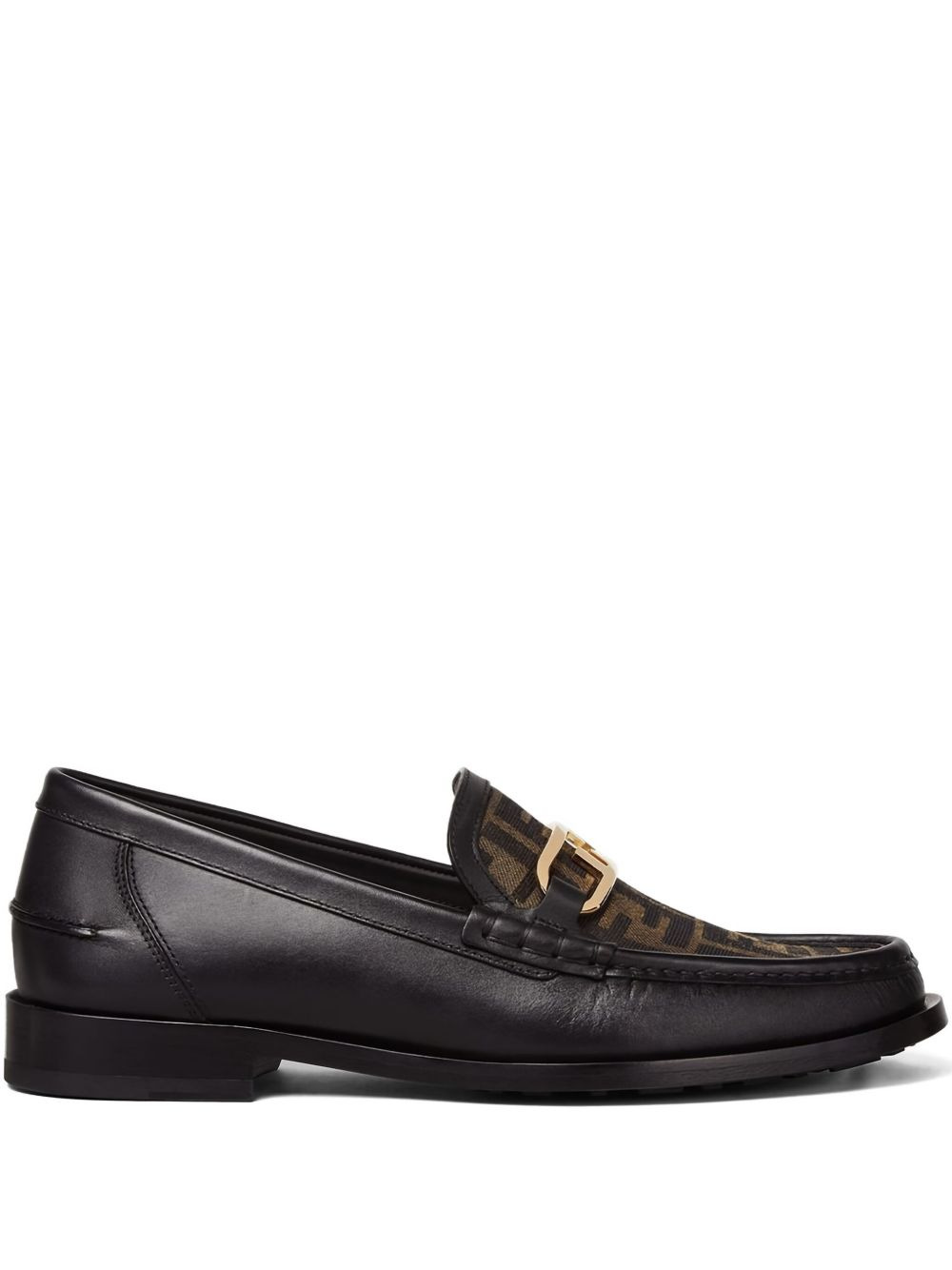 FF-logo leather loafers - 1
