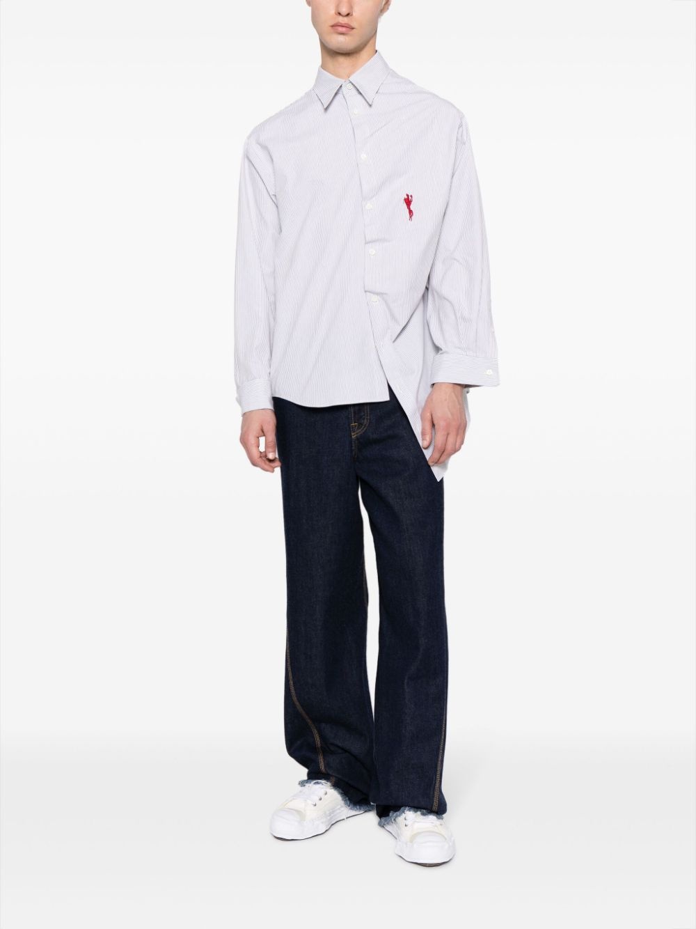 logo-embroidered cotton shirt - 2