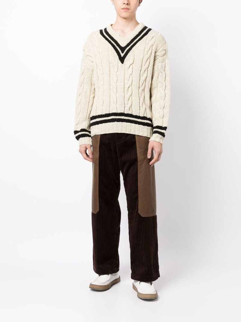 visvim cable-knit V-neck jumper outlook