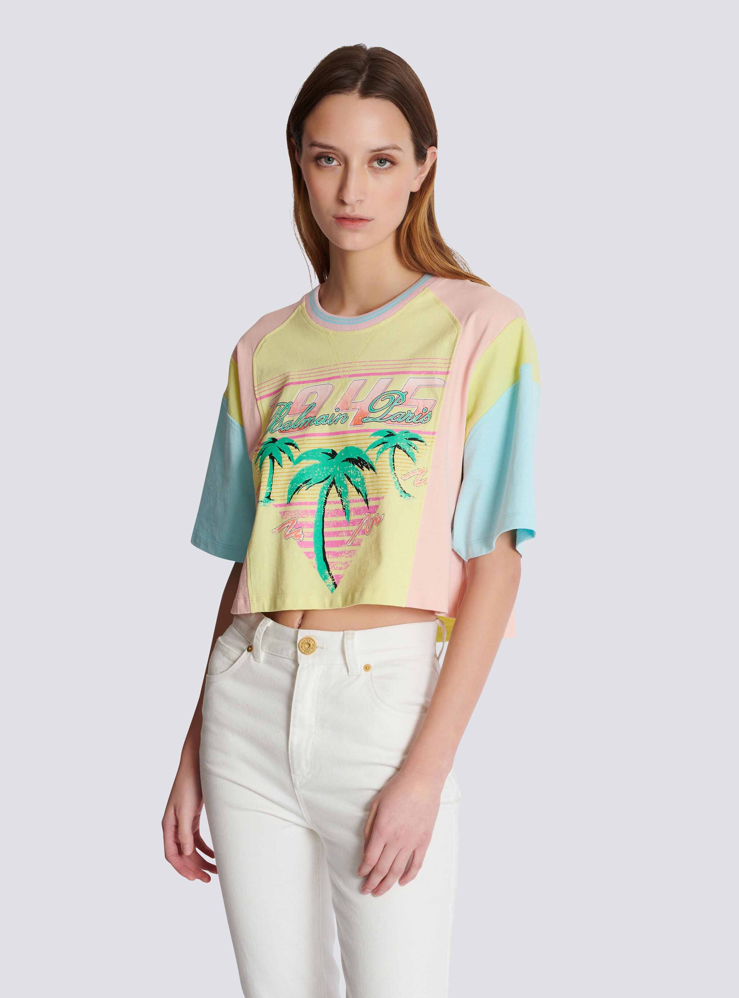 T-shirt with palm tree Balmain Signature print - 6